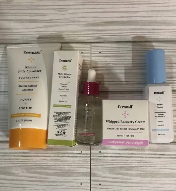 Dermasil Skincare Set Cleanser Eye Roller Serum Face Cream (set Of 5)