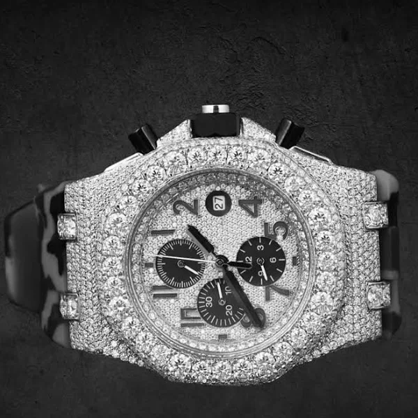 Iced Out Moissanite Diamond Chronograph Watch by | Reco