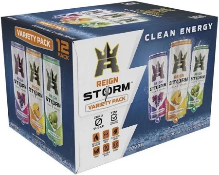 Reign Storm Variety Pack Clean Energy Drink 12 Can Box Zero Sugar 10 by ...