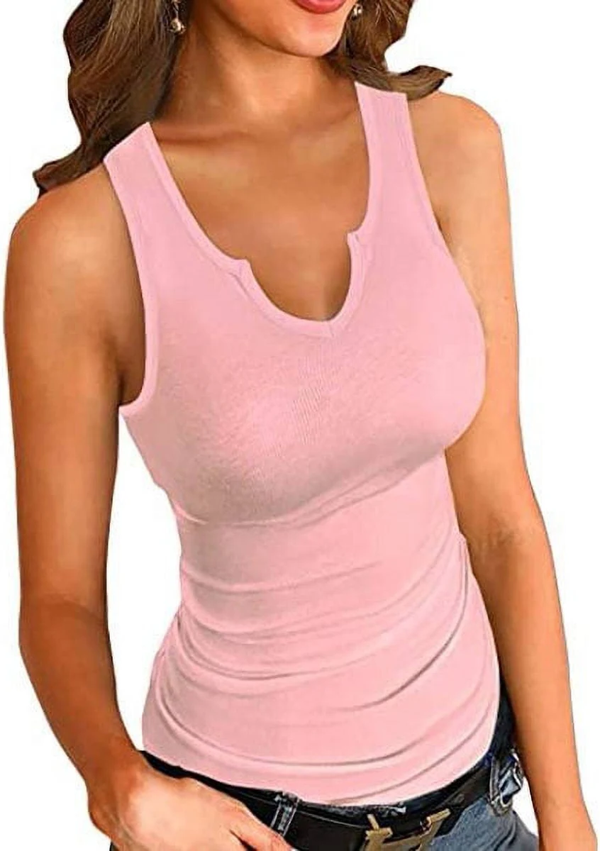Women's Slim Slim Stretch V-Neck Ribbed Tank Tops by | Reco