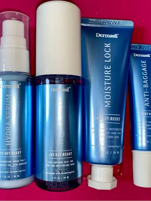 Dermasil Skincare | Dermasil Jetsetreset Skincare Hydra Mist, Eye Cream, Serum & Moisture Lock (4) | Color: Cream | Size: Os | Nicolebates609's Closet